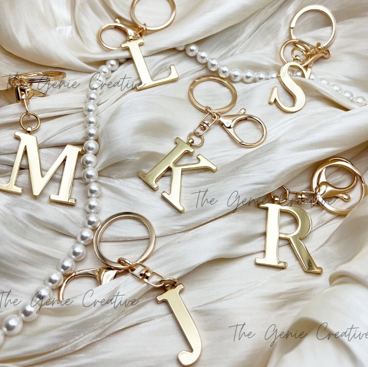 Lobster Clasp Silver - 스테인리스 스틸 3D 이니셜 키체인 4가지