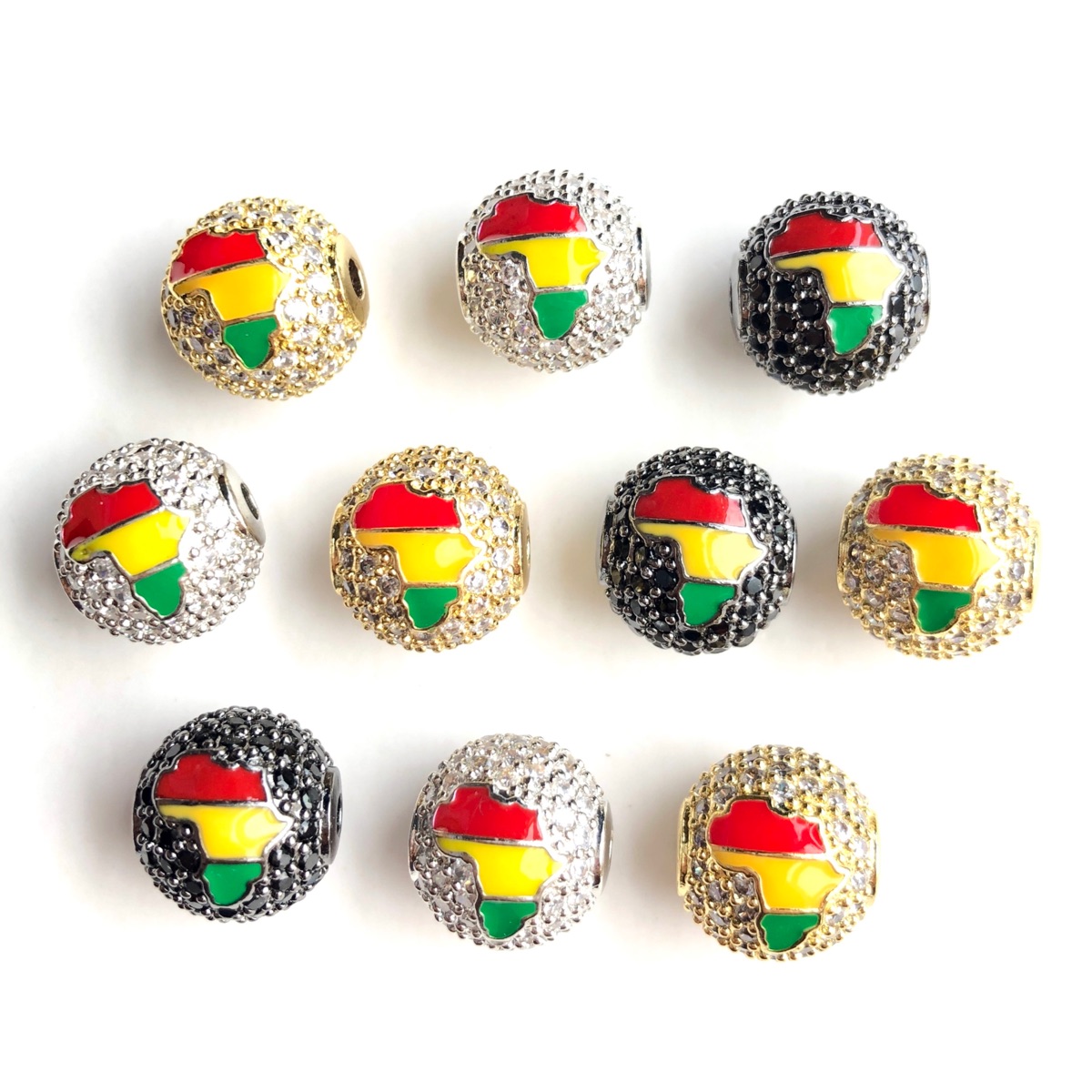 6개 12mm 빨강, 노랑, 초록 에나멜 아프리카 지도 - Jewelry Making History 리뷰 및 가격