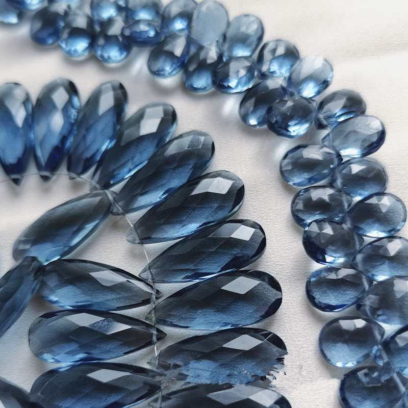 2 조각 느슨한 구슬 런던 블루 컬러 쿼츠 드롭 페어  - Jewelry Making London 리뷰 및 가격
